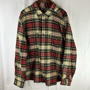 Woolrich Shirt Men 2XL Red Yellow Plaid Flannel Cotton Button Up Workwear